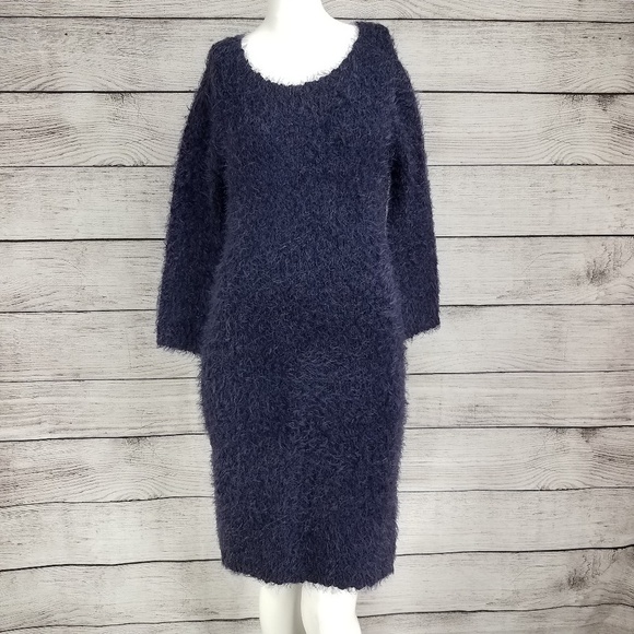 Jack BB Dakota S Fuzzy Eyelash Knit Sweater Dress Teddy Purple - Picture 1 of 8